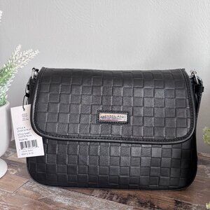 NWT London Fog 100th Anniversary Collection Houston Flap Over Black Bag